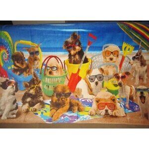 New Dogs On Beach in Shades Bath Pool Gift Towel Puppy Dog Puppies Ocean Waves